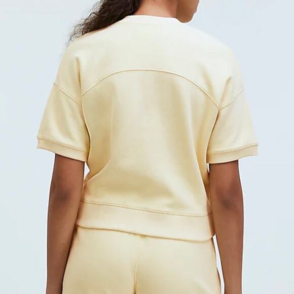 Madewell Top Womens XL Yellow Ribbed Muscle Tee Crew Neck Botanical Dye - Picture 5 of 11